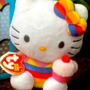 Hello Kitty TY Beanie Rainbow Cupcake 6inch Plush NEW!